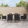 vidaXL 7-tlg. Garten-Essgruppe mit Kissen Schwarz Poly Rattan