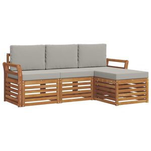 vidaXL Outdoor-Sofagarnitur mit Kissen 4 pcs Nat&uuml;rlich und Hellgrau