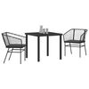 vidaXL Garten Essgruppe 3 pcs Schwarz Poly-Rattan
