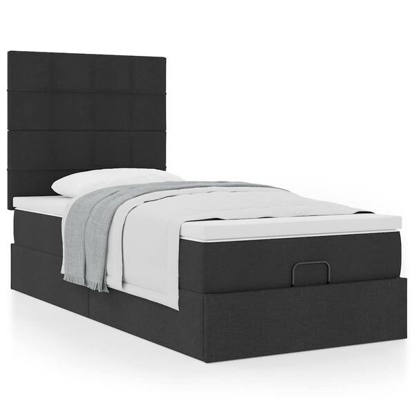 vidaXL Ottoman-Bett mit Matratze Schwarz 90x190 cm Stoff