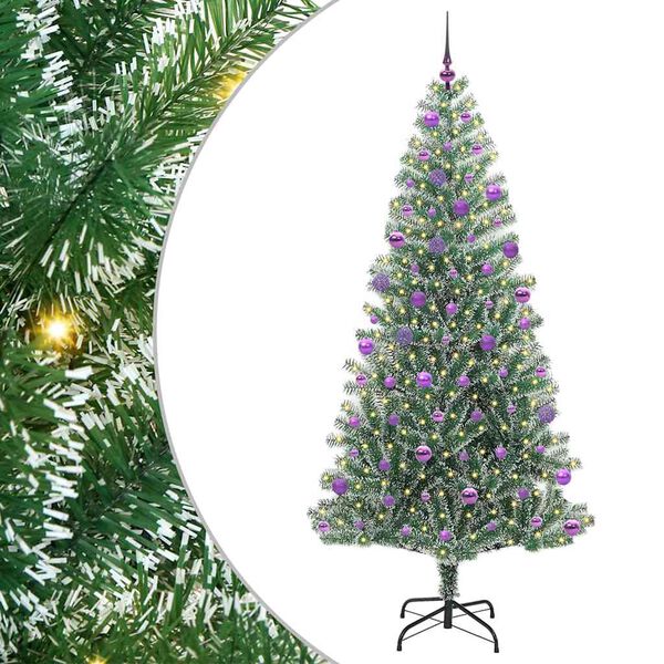 vidaXL K&uuml;nstlicher Weihnachtsbaum beschneit mit LED Licht 210 cm