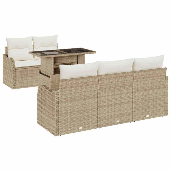 vidaXL Gartensofa-set mit Kissen 6 pcs Beige Poly-Rattan