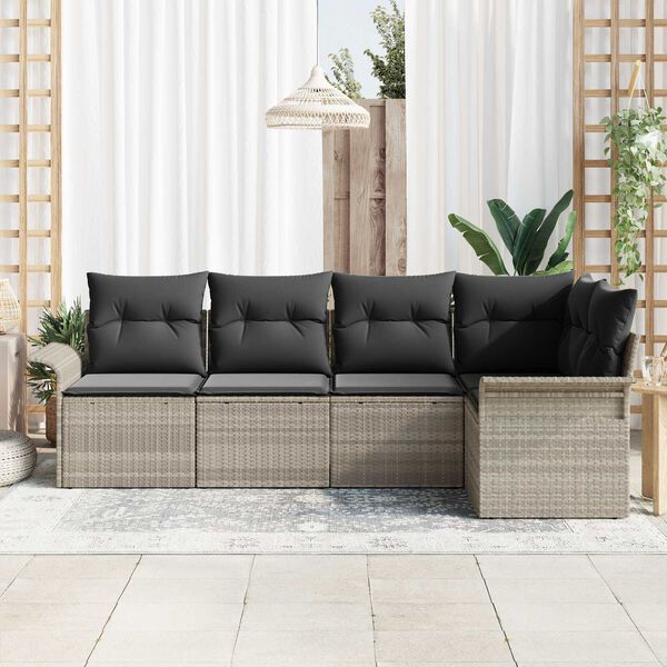 vidaXL Gartensofa-set mit Kissen 5 pcs Poly-Rattan