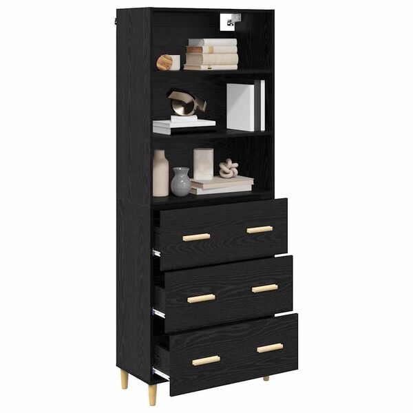 vidaXL Highboard Schwarz Eichen-Optik 69,5 x 32,5 x 180 cm