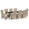 vidaXL Garten Essgruppe mit Kissen 9 pcs Beige Poly-Rattan