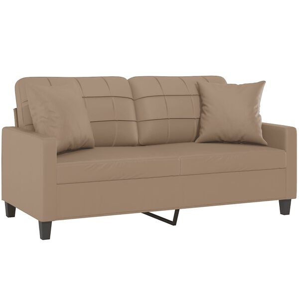 vidaXL 2-Sitzer-Sofa mit Zierkissen Cappuccino-Braun 140 cm Kunstleder