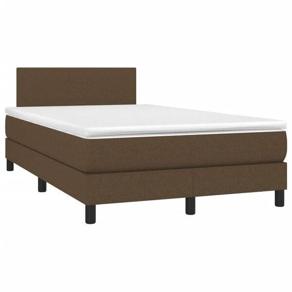 vidaXL Boxspringbett mit Matratze & LED Dunkelbraun 120x190 cm Stoff