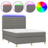 vidaXL Boxspringbett mit Matratze & LED Dunkelgrau 140x200 cm Stoff