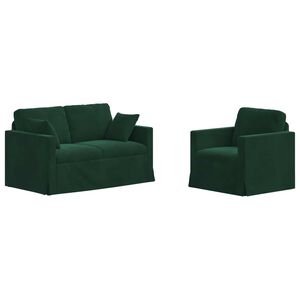 vidaXL Sofa 2 pcs Dunkelgr&uuml;n 138 x 78 x 80 cm Samt