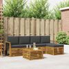 vidaXL Outdoor-Sofagarnitur mit Kissen 6 pcs Natur und Anthrazit