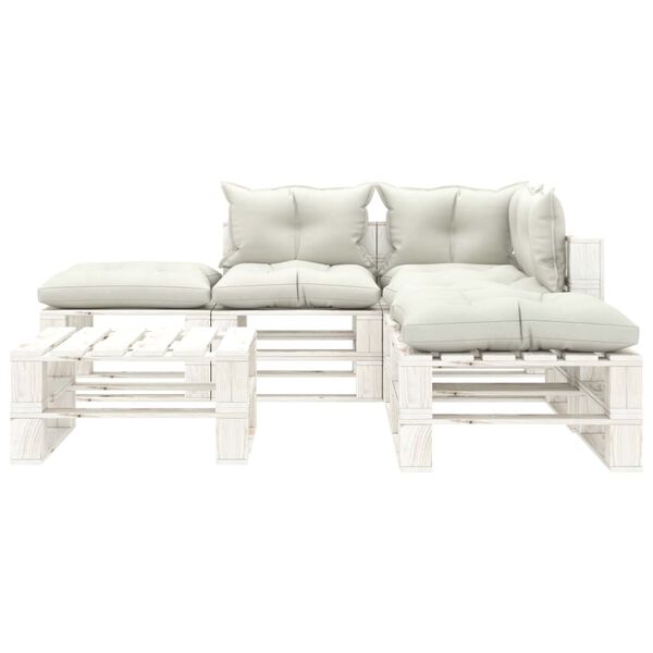 vidaXL 6-tlg. Garten-Lounge-Set Paletten mit Kissen in Beige Holz