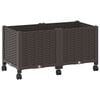 vidaXL Gartenpflanzer mit R&auml;dern Braun 80 x 40 x 44 cm PP