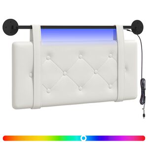 vidaXL H&auml;ngendes Kopfteil Mit LED Licht Wei&szlig; Kunstleder