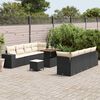 vidaXL Gartensofa-set mit Kissen 11 pcs Schwarz und Creme Poly-Rattan