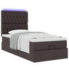 vidaXL Ottoman-Bett mit Matratze & LEDs Dunkelbraun 90x190 cm Stoff