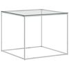 vidaXL Couchtisch Silbern 50x50x43 cm Edelstahl und Glas