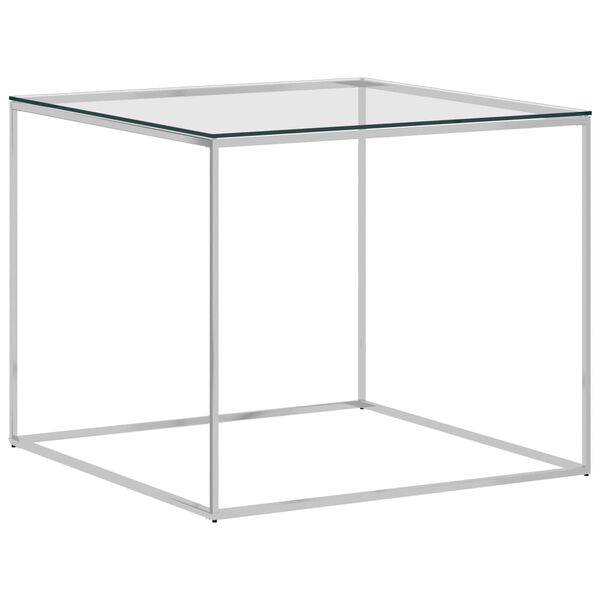 vidaXL Couchtisch Silbern 50x50x43 cm Edelstahl und Glas