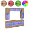 vidaXL TV-Wandregal-Set mit LED 6 pcs Artisan-Eiche Holzwerkstoff