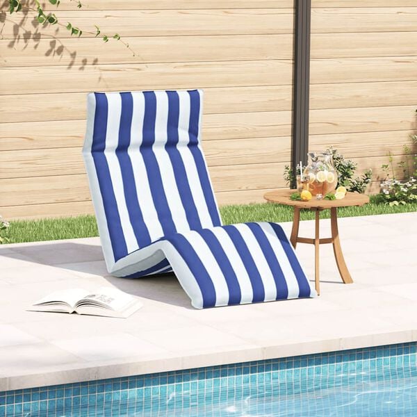 vidaXL Sonnenliege Klappbar Blau und Wei&szlig; 175x54x8,5 cm Oxford-Gewebe
