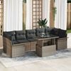 vidaXL Garten-Sofa-Set mit Kissen mit Speicher 8 pcs Grau Poly Rattan