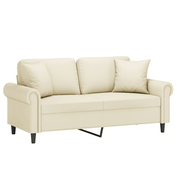 vidaXL 2-Sitzer-Sofa mit Zierkissen Creme 140 cm Kunstleder