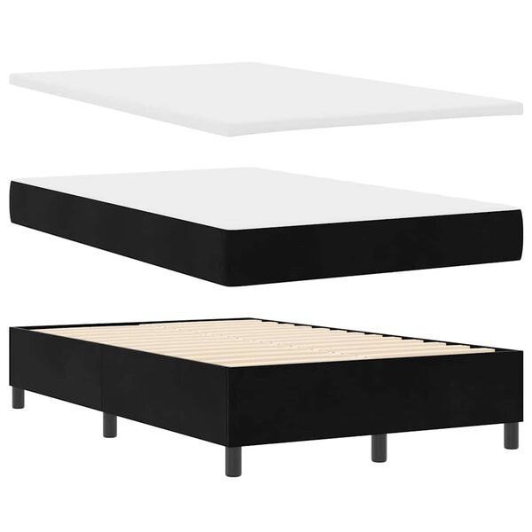 vidaXL Boxspringbett mit Matratze Schwarz 120 x 200 cm Samt