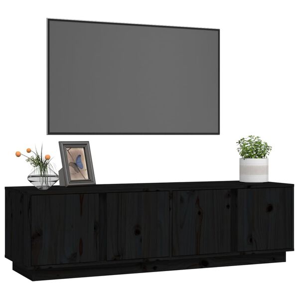 vidaXL TV-Schrank Schwarz 140x40x40 cm Massivholz Kiefer