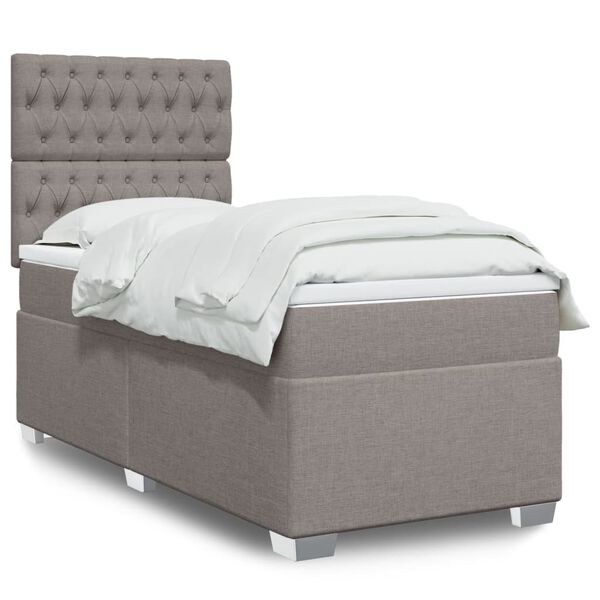 vidaXL Boxspringbett mit Matratze Taupe 90x190 cm Stoff