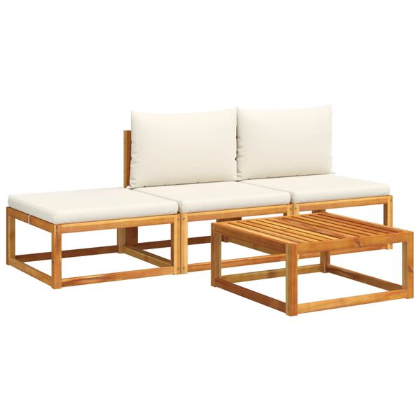 vidaXL 4-tlg. Gartensofa-Set mit Kissen Holz Akazie & Rattan