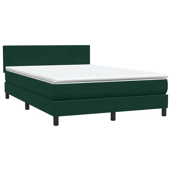 vidaXL Boxspringbett mit Matratze Dunkelgr&uuml;n 160x210 cm Samt