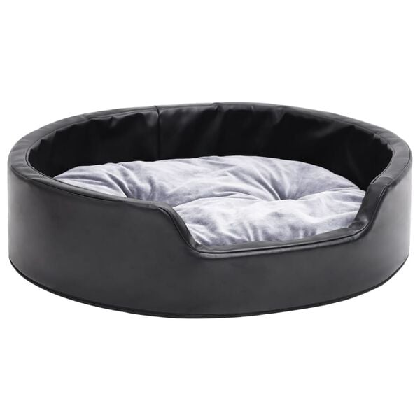 vidaXL Hundebett Schwarz-Grau 69x59x19 cm Plüsch und Kunstleder