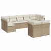 vidaXL 9-tlg. Garten-Sofagarnitur mit Kissen Beige Poly Rattan