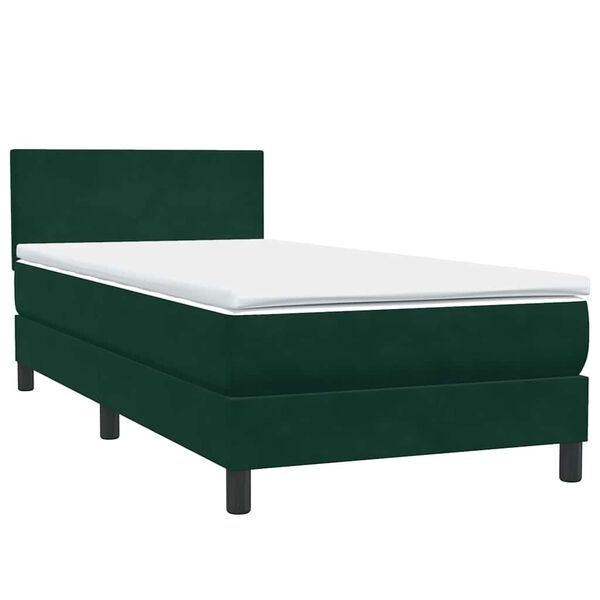 vidaXL Boxspringbett mit Matratze Dunkelgr&uuml;n 100x220 cm Samt