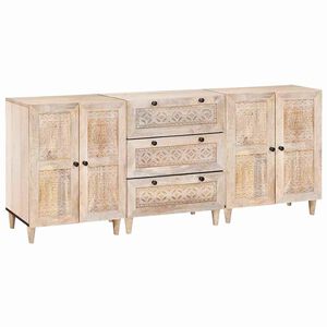 vidaXL Sideboard 3 pcs Wei&szlig; 180 x 33,5 x 75 cm massives Mangoholz