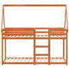vidaXL Etagenbett mit Dach Wachsbraun 90x200 cm Massivholz Kiefer