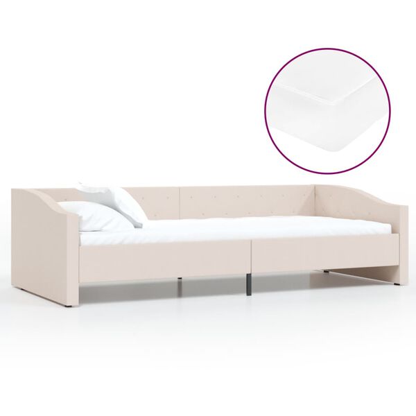 vidaXL Tagesbett mit Matratze USB Creme Stoff 90x200 cm