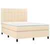 vidaXL Boxspringbett mit Matratze & LED Creme 140x200 cm Stoff