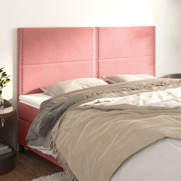vidaXL Kopfteil Rosa 200 x 5 x 118/128 cm Samt