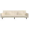 vidaXL Schlafsofa 2-Sitzer mit 2 Kissen & Hocker Creme Samt