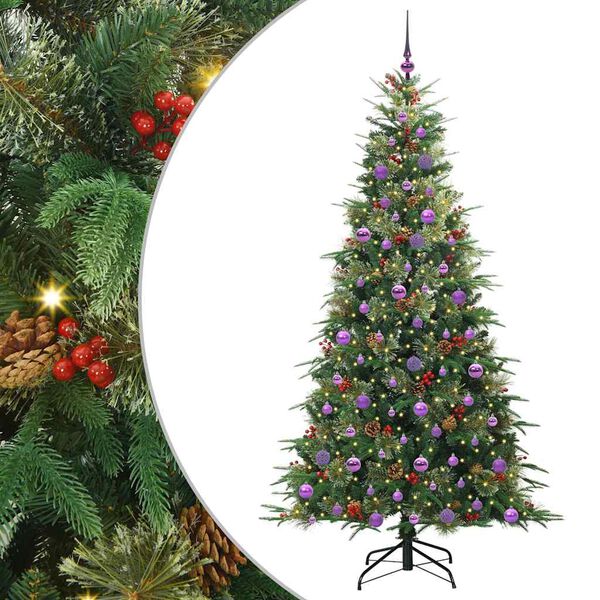 vidaXL K&uuml;nstlicher klappbarer Weihnachtsbaum Gr&uuml;n 210 cm PE und PVC