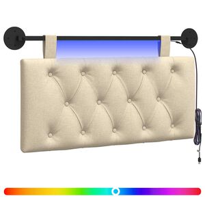 vidaXL H&auml;ngendes Kopfteil Mit LED Licht Creme Stoff