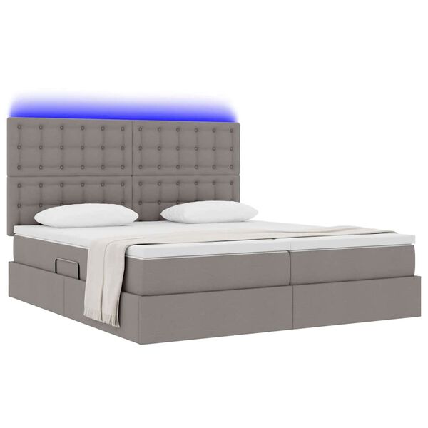 vidaXL Bett mit LED-Lichtleisten mit Kopfteil Taupe 180 x 200 cm Stoff