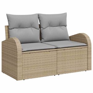 vidaXL Gartensofa mit Kissen Beige 124 x 62 x 69cm Poly-Rattan