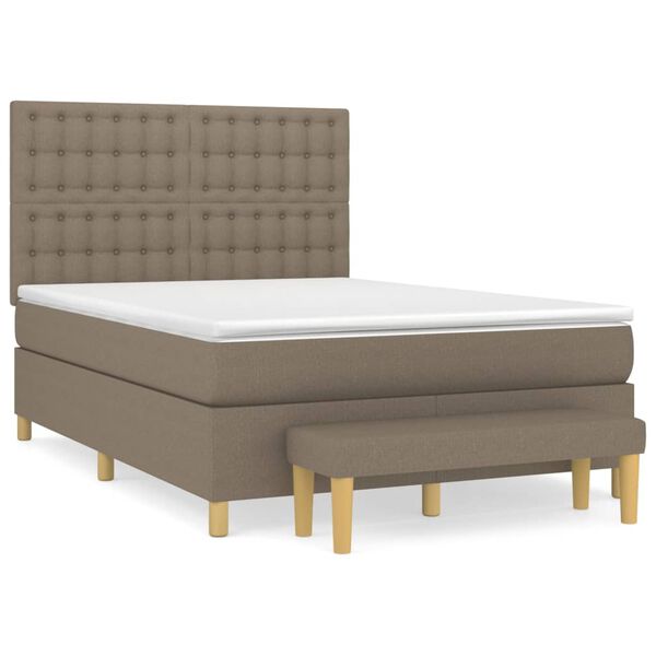 vidaXL Boxspringbett mit Matratze Taupe 140x190 cm Stoff