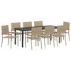 vidaXL Garten Essgruppe 9 Stk. Beige Poly-Rattan