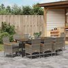 vidaXL Garten Essgruppe mit Kissen 9 pcs Grau Poly-Rattan
