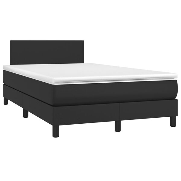 vidaXL Boxspringbett mit Matratze Schwarz 120x200 cm Kunstleder