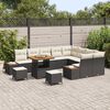 vidaXL Gartensofa-set mit Kissen 12 pcs Schwarz Poly Rattan