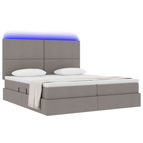 vidaXL Bett mit LED-Lichtleisten mit Kopfteil Taupe 180 x 200 cm Stoff