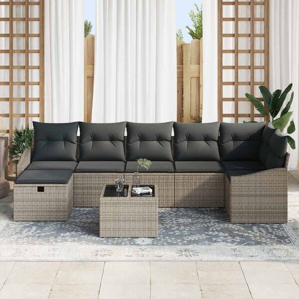 vidaXL Sofa Set mit Kissen 8 pcs Poly-Rattan